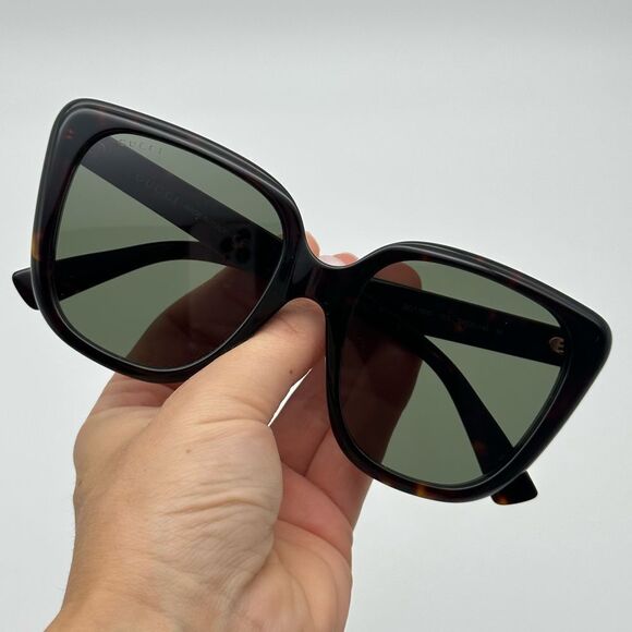 BRAND NEW GUCCI GG1169S 003 Havana/Green Women Sunglasses - Picture 8 of 12